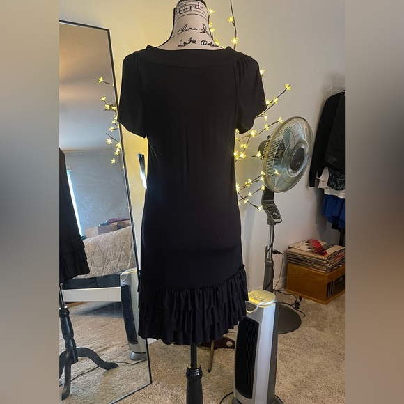 Lovely Black Dress with crochet neckline & Ruffled hem. Simple and Chic! - Picture 7 of 12